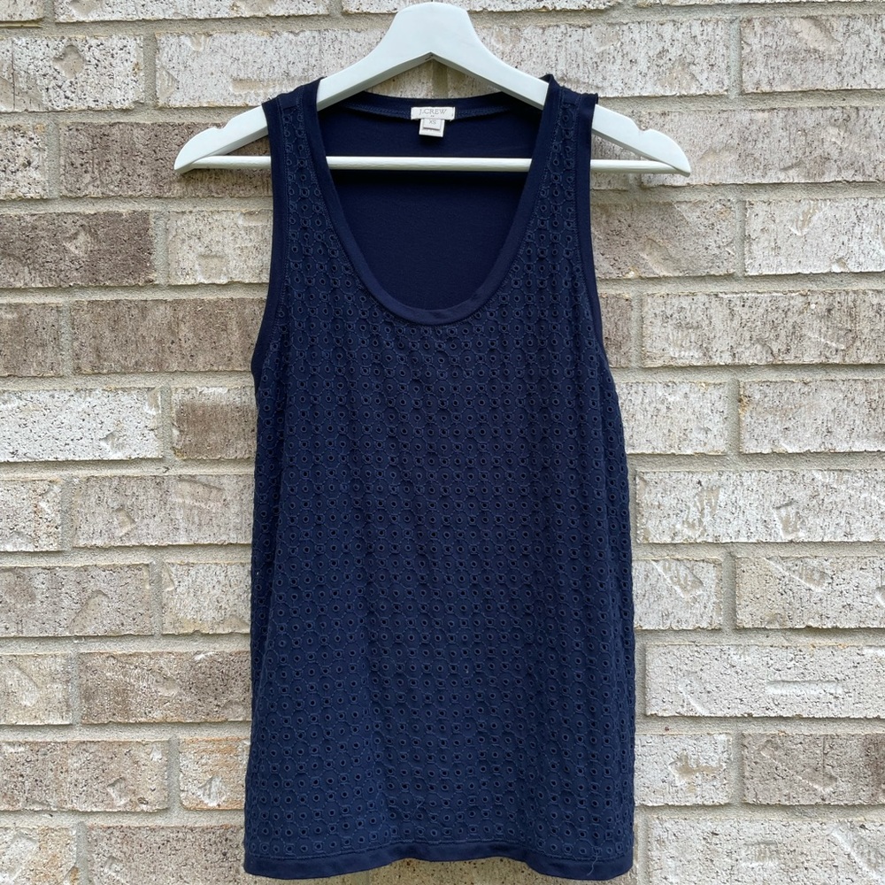 Navy J. Crew Eyelet Lace Tank